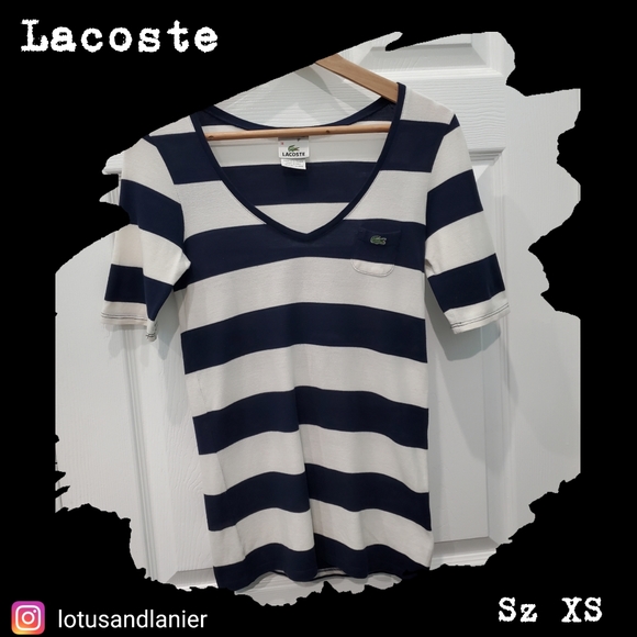 Lacoste Striped V Neck Shirt Sz XS - Picture 1 of 6